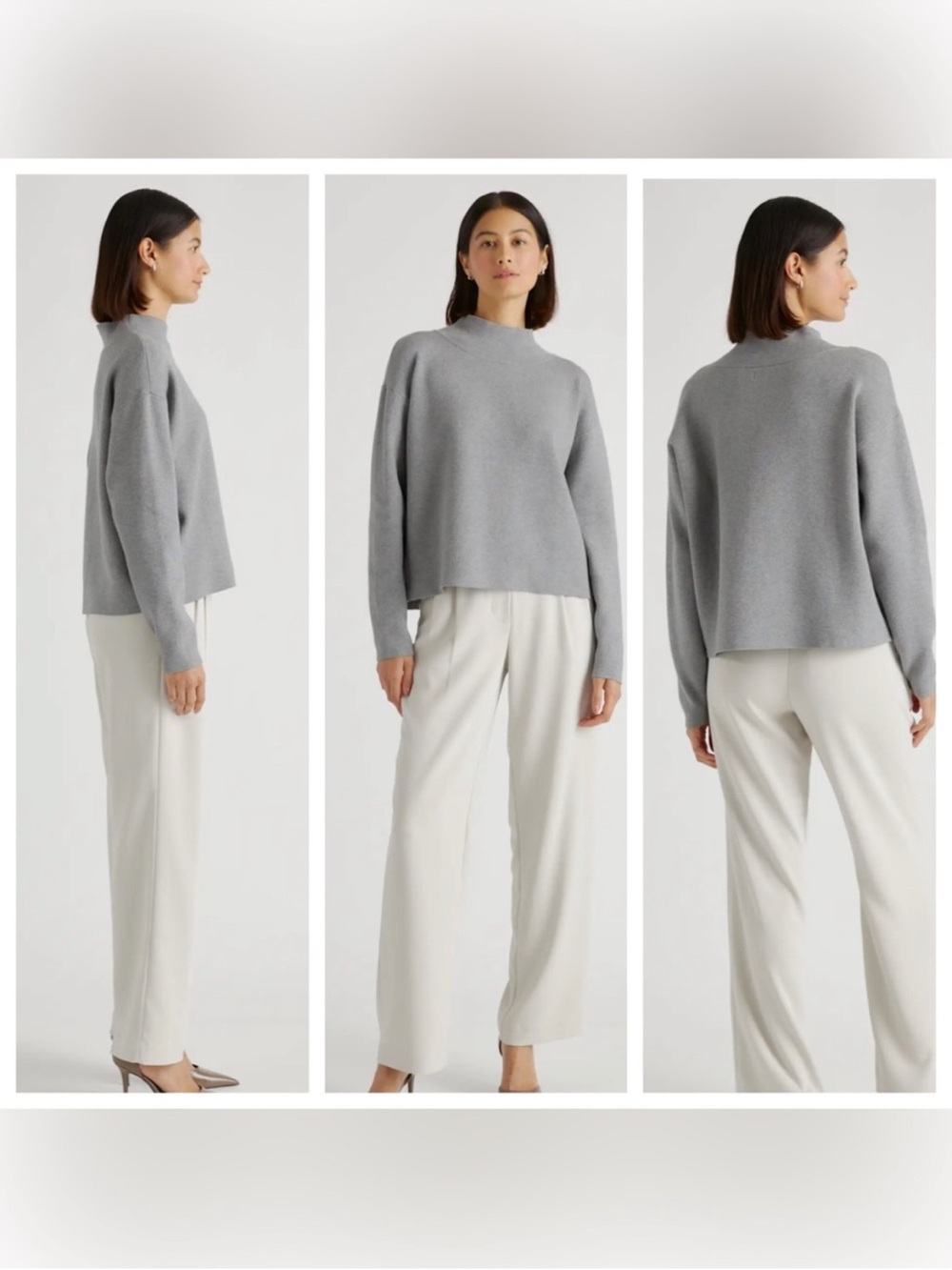 Quince Eco-Knit Milano Stitch Mock Neck Sweater